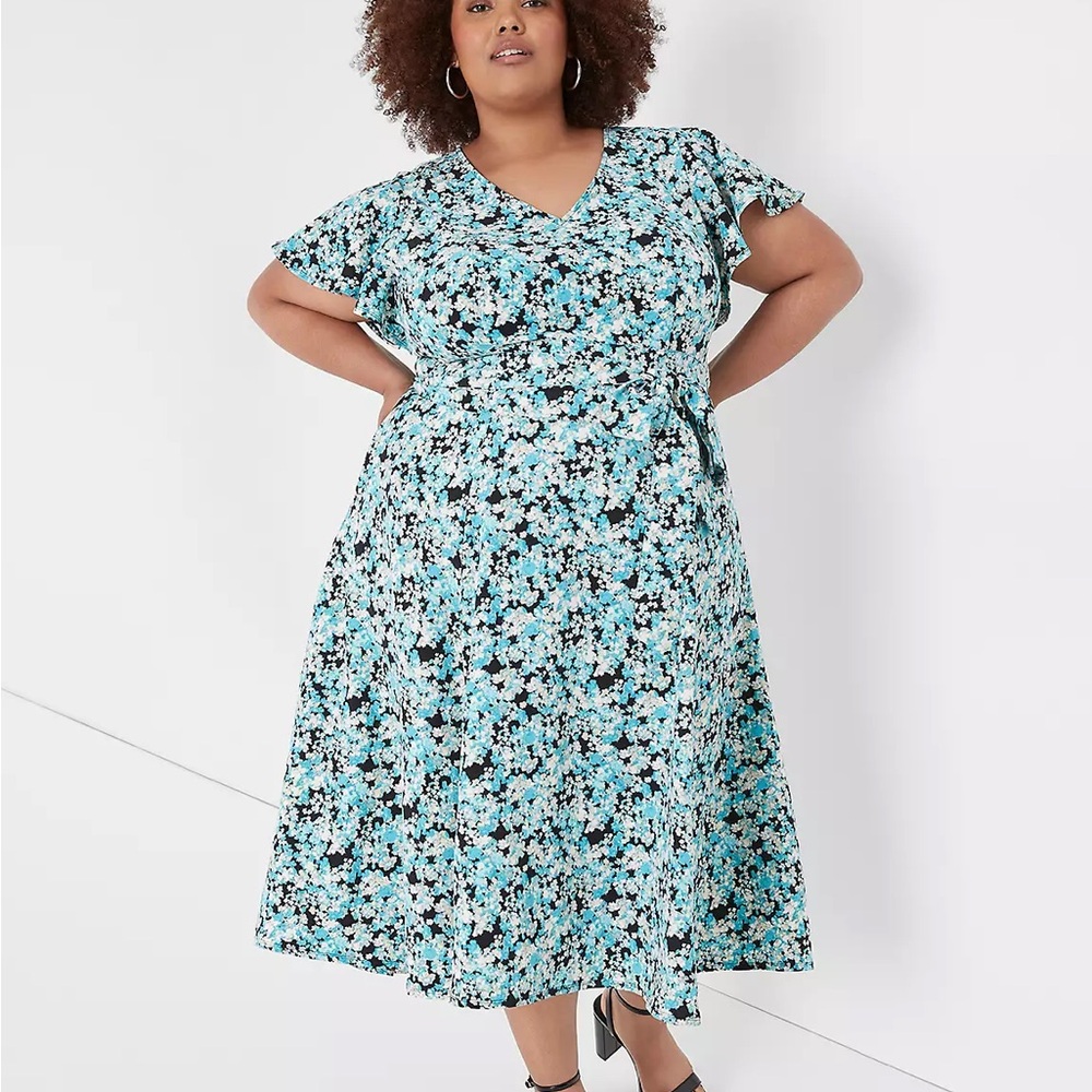 NWT Floral V-Neck Lane Bryant Lena Dress